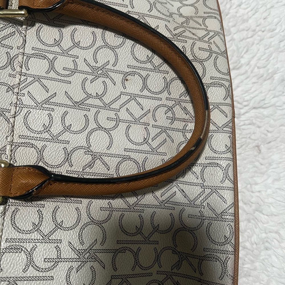Calvin Klein Monogram Cream and Tan Satchel - Picture 5 of 8